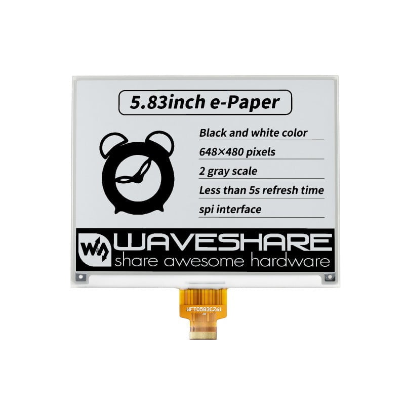 5.83 Zoll E-Paper E-Ink Raw Display, 648×480, Schwarz / Weiß, SPI, ohne PCB